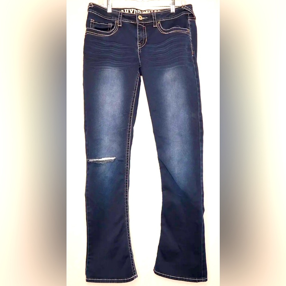 Hydraulic Lola Micro Boot Jeans Womens Stretch Blue Denim Size 11/12 Distressed